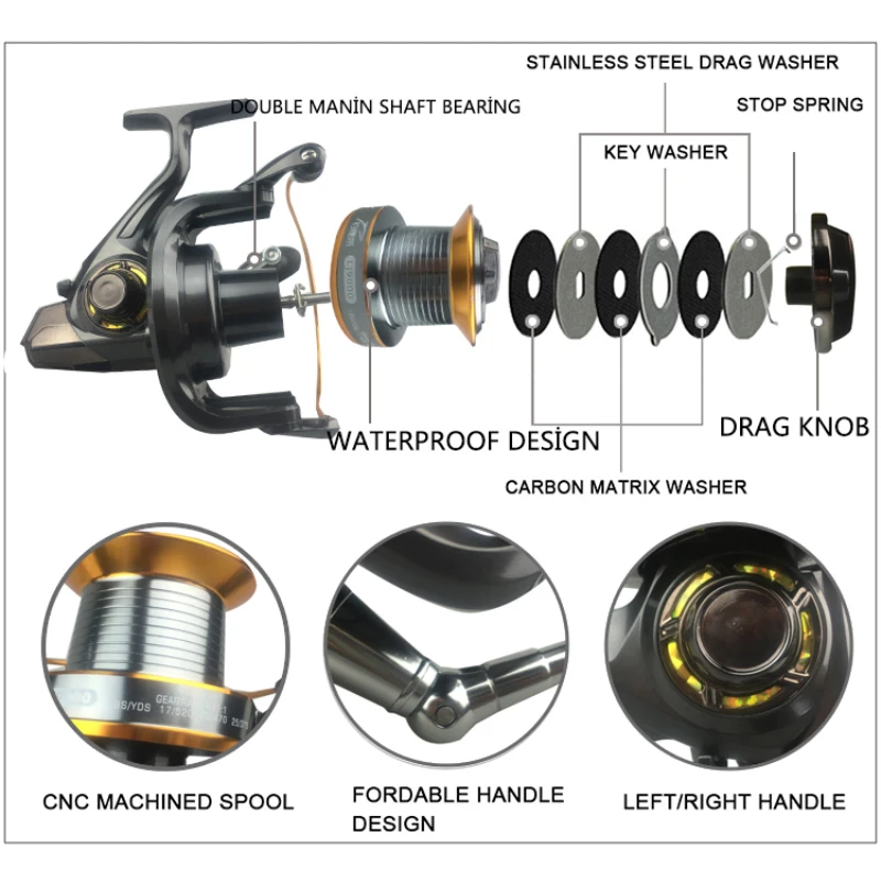 海釣り用スピニングホイール,3-9000シリーズ,12 1ベ - Reel Drag Knob のレビューと価格